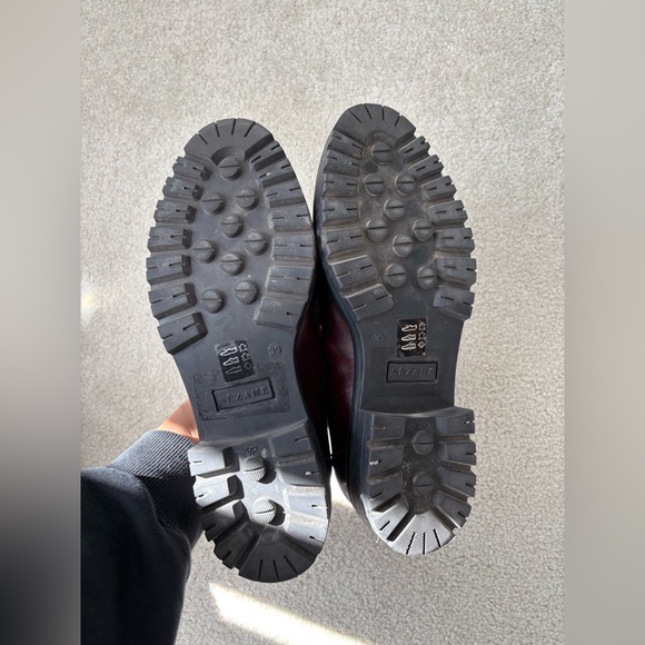 Sezane Albane Style Burgundy Leather Platform Loafers Chunky Lug Sole US 8.5 - Picture 8 of 10